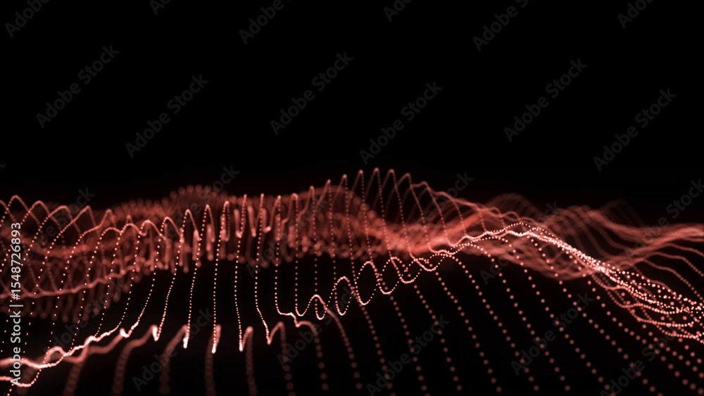 Poster abstract red data wave on black background technology science and futuristic visualization digital l