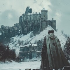 old castle in the snow