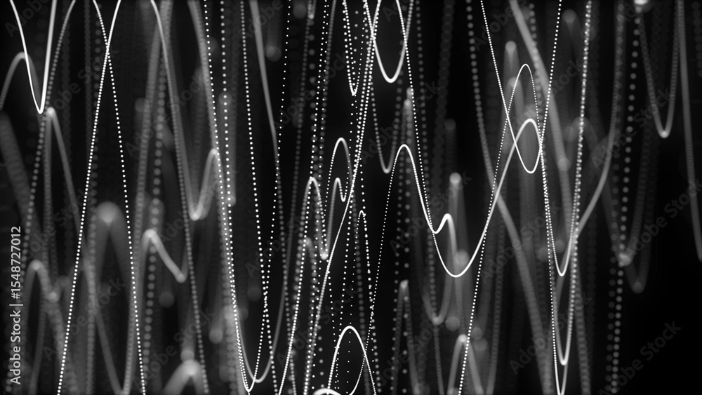 Poster abstract black and white background with wavy lines and dots elegant and modern this image