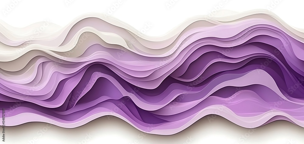 Poster abstract layers in purple and white shades creating wavy pattern