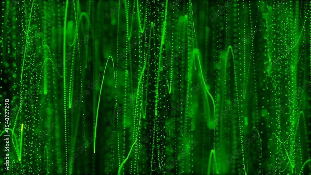 Poster abstract green matrix style background with flowing lines and dotted patterns this image features ab