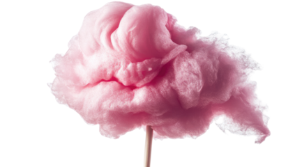 Fluffy pink cotton candy on a stick