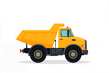 Fototapeta premium Adorable yellow dumper truck cartoon on white background