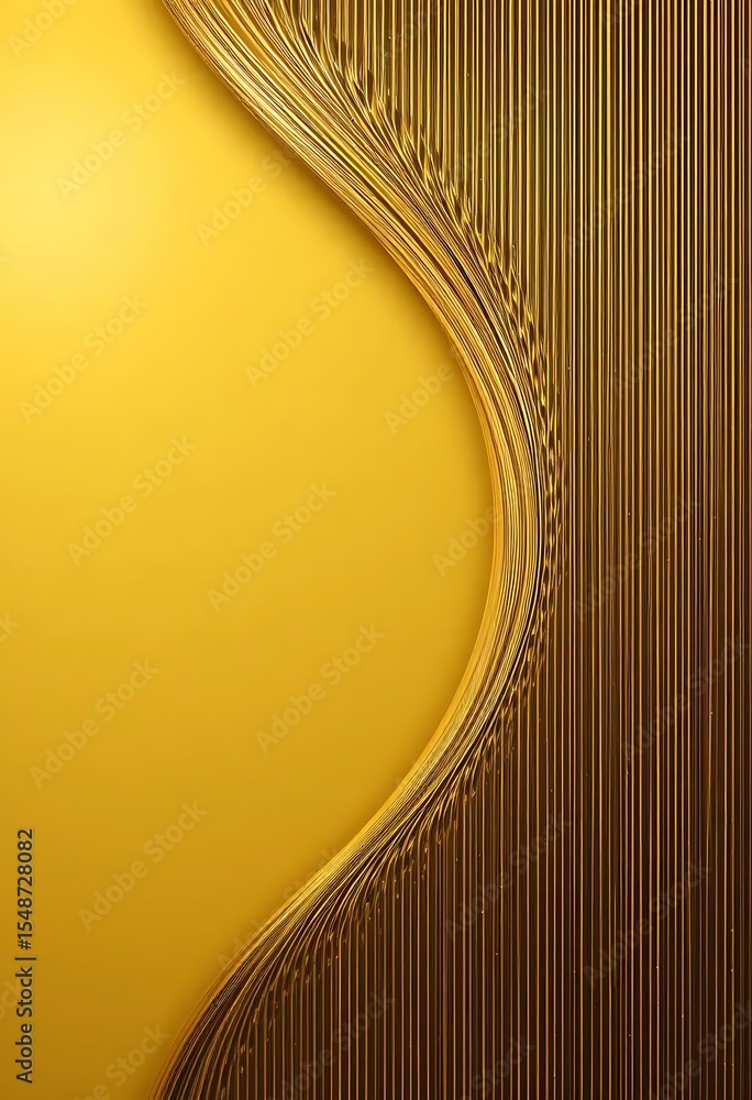 Poster golden abstract composition with vertical lines and smooth, textured surface