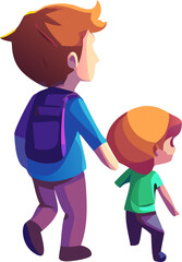 Kids exploring a magical cave with glowing crystals, colourful vector with white background.