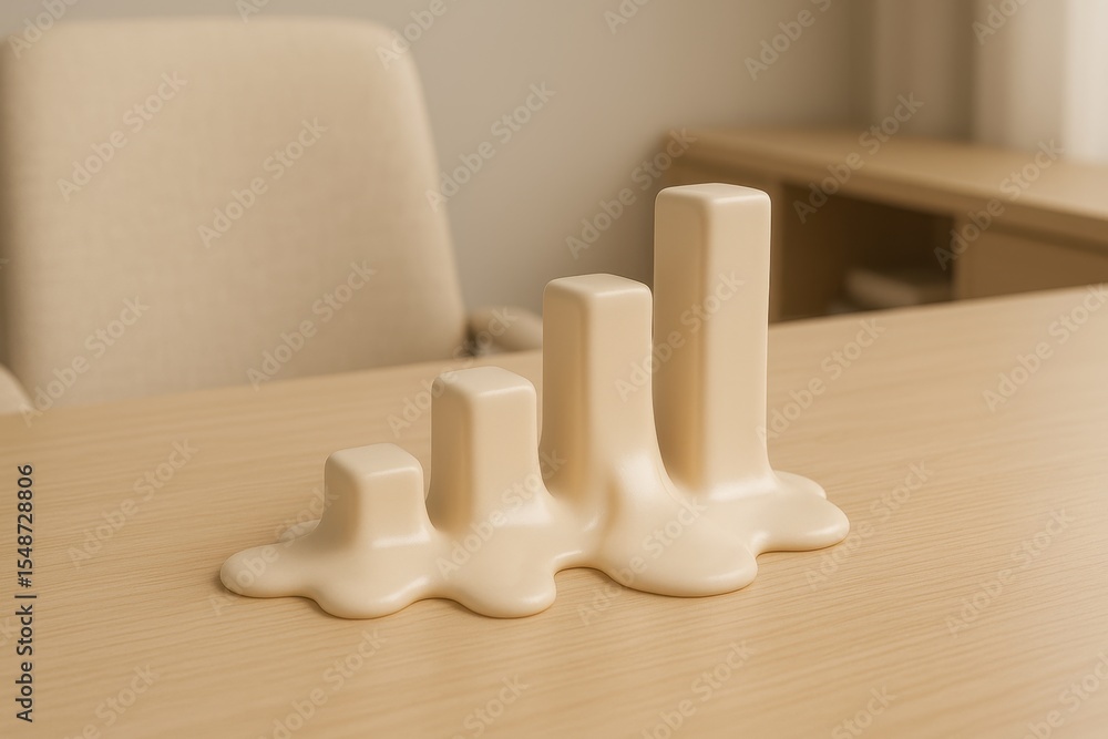 Poster abstract modern sculpture representing growth and change in a minimalist office setting with a smoot