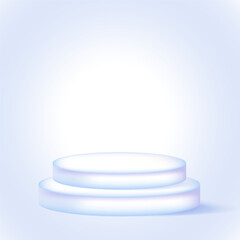 An empty PODIUM in soft pastel pearl colors