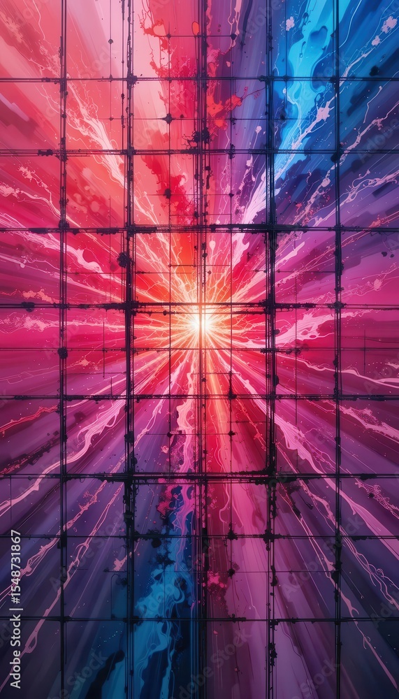 Poster vibrant abstract background for mobile displays featuring a burst of color and dynamic patterns