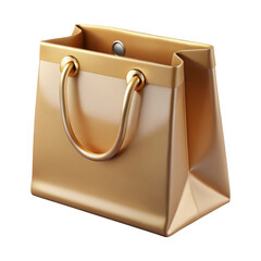 3d rendered golden shopping bag with elegant details