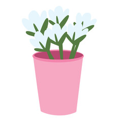 A potted plant with blooming flowers, perfect for home decor, nature, and gardening-themed designs, symbolizing growth and beauty.