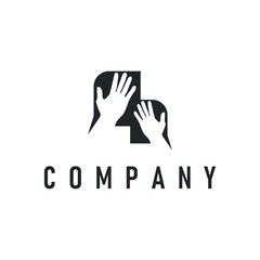 illustration of teamwork logo symbol icon with simple concept of team success with united hands together illustration template for product brand or poster