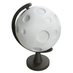 A 3D globe model representing the moon with craters. Perfect for space, science, astronomy, and educational-themed designs or digital artwork.