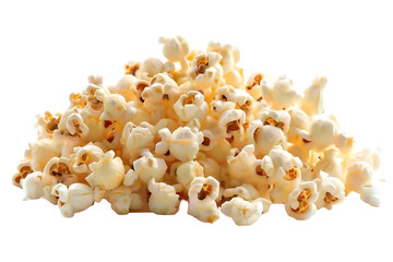 Delicious popcorn heap isolated on black background perfect for movie night snacks