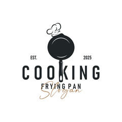 elegant silhouette concept design of cooking logo with chef hat icon, and equipment silhouette symbol for restaurant, bar, cafe, catering business template illustration for poster