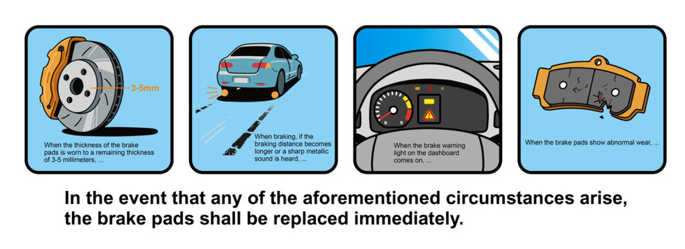 Brake Pad Replacement Warning Diagram for Vehicles