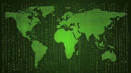 Naklejka premium World map overlaid with digital code
