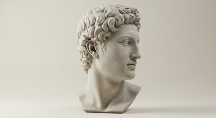Close-Up of Antique Male Sculpture in Profile