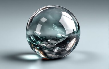 Glass sphere on a light gray background
