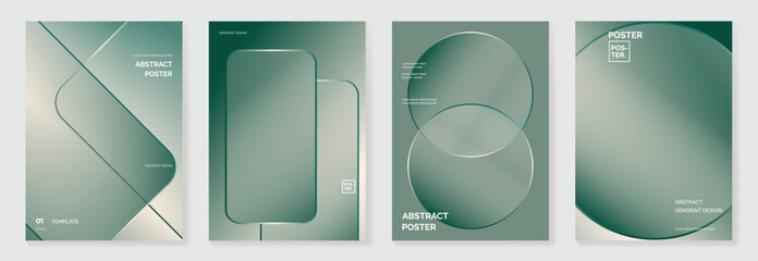 Modern gradient liquid glass poster background vector set.Cover template with perspective geometric prism shape. Ideal design for social media, cover, banner, wallpaper, promotion, ads.