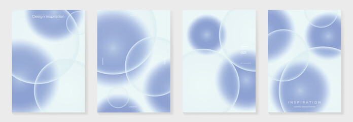 Obraz na płótnie Canvas Modern gradient liquid glass poster background vector set.Cover template with perspective geometric prism shape. Ideal design for social media, cover, banner, wallpaper, promotion, ads.