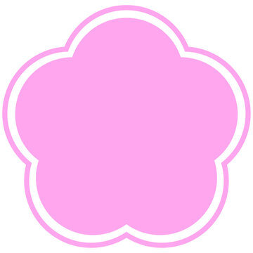 Simple Flower Shape Frame White Lines Pink Fill
