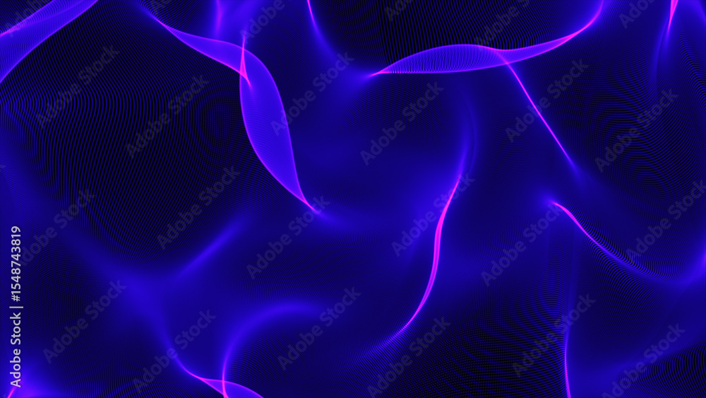 Poster abstraction blue neon background. wave blue 3d rendering background illustration. network design wit