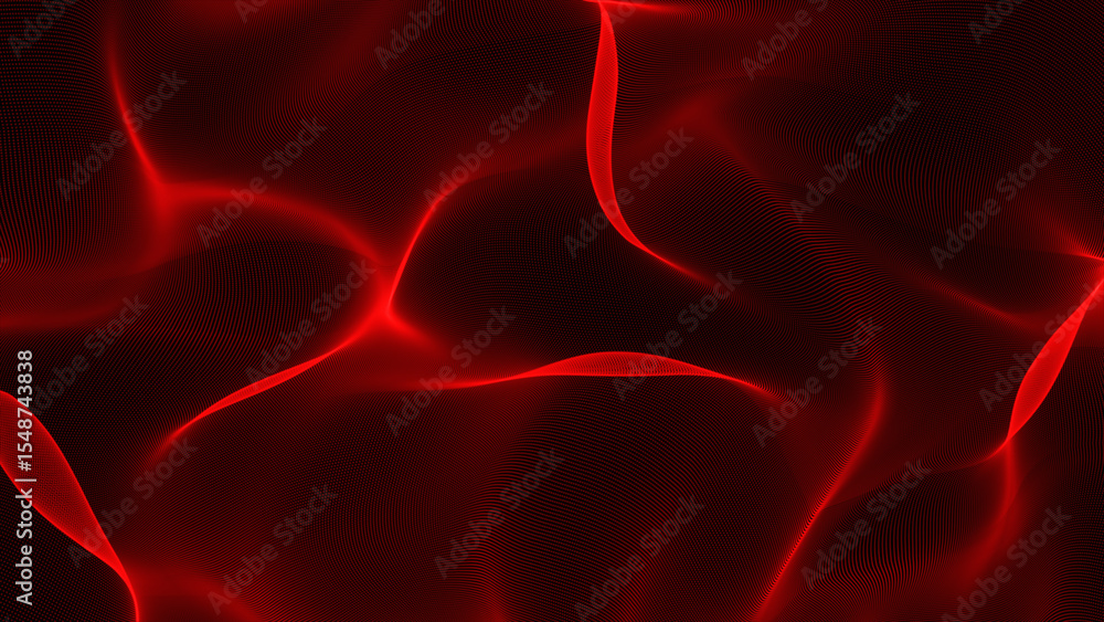 Aufkleber wave red 3d rendering background illustration. network design with particle. big data. 3d rendering 