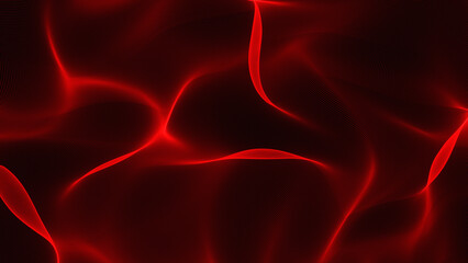 Wave red 3d rendering background illustration. Network Design with Particle. Big data. 3D rendering .