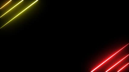 Neon lights lines. Reflective orange and red neon lights on dark background. Soft Light Flow Background With Bright Glowing Colorful Stripes.