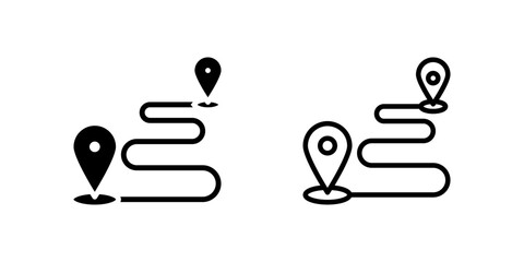 Map pin icon set representing destination, ideal for trip planning visuals
