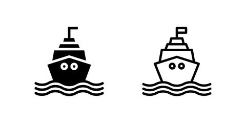 Vector ship icon set, perfect for cruises, sea travel, and tourism