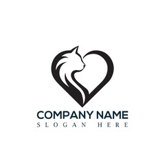 heart cat logo design
