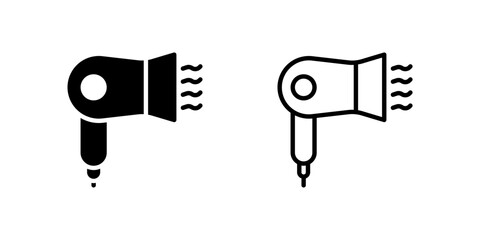 Icon set of electric hair dryer for beauty, grooming, and salon visuals
