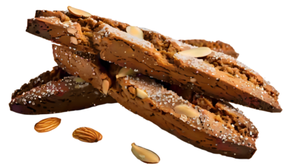 Delicious Almond Biscotti Stacked on a Black Background, a Taste of Italy