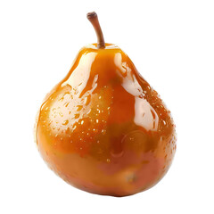 Delicious caramel pear on a black background captures sweet treat temptation