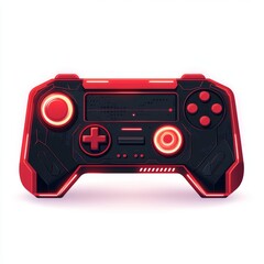 Futuristic Red and Black Game Controller Design with Circular Accents and Bold Shape for Modern Gaming Experience