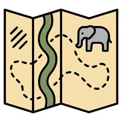 safari map landscape outdoor flat color vector illustration template design