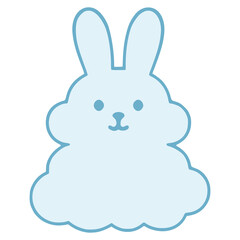 cloud shaped rabbit flat color vector illustration template design