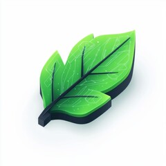 3D Render of Stylized Green Leaf with Circuit Patterns Representing Eco Technology and Sustainability Concept