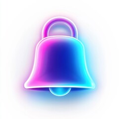 Colorful Neon Bell Icon with Glowing Effects on a White Background for Notification or Alert Design