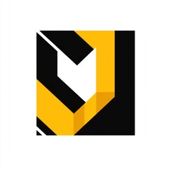 Geometric Abstract Design with Bold Yellow and Black Shapes in Modern Style for Creative Projects