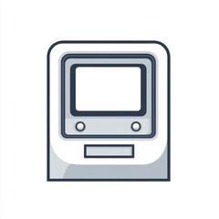 Retro vending machine with a minimalist design and blank screen, symbolizing vintage technology and automated services