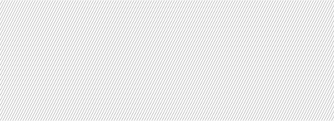 Dotted diagonal line seamless pattern. Repeated dashed slash lines background. Black and white tilted slanted strip backdrop. Repeating oblique linear texture overlay. Vector wallpaper
