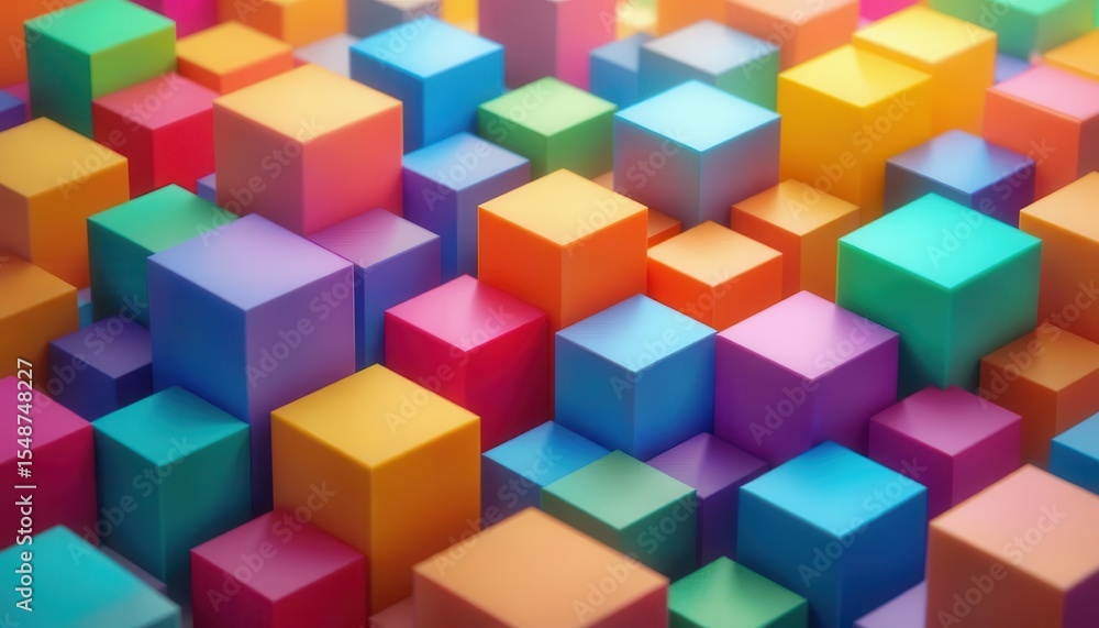Fototapete colorful 3d cubes create vibrant display for computer screen backgrounds and digital art designs