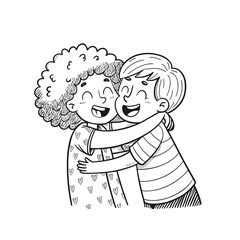 Young couple hugging closely, affectionate and loving relationship – Vector Illustration