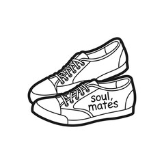 Sneakers with 'soul mates' text design for romantic theme – Vector Illustration