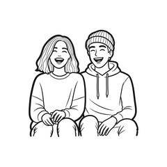 Young couple sitting together, enjoying relaxed moment and conversation – Vector Illustration