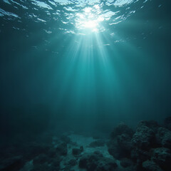 Sunlight Rays Underwater in the Ocean