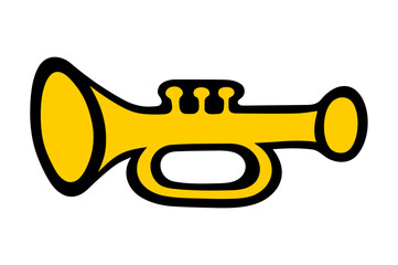 Yellow trumpet over white background