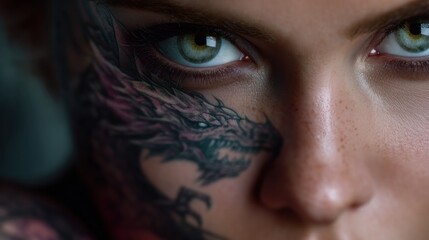 Dragon face tattoo